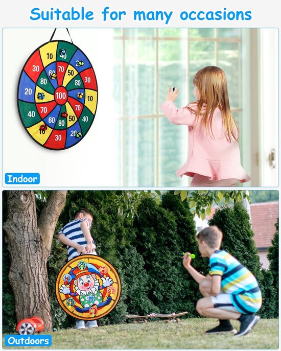 Kinder Dartbord - Vouwbaar Speelbord - Binnen Buiten Spelen - Dubbelzijdig Clownmotief - 66 cm - Oranje van Kinder — afbeelding 3