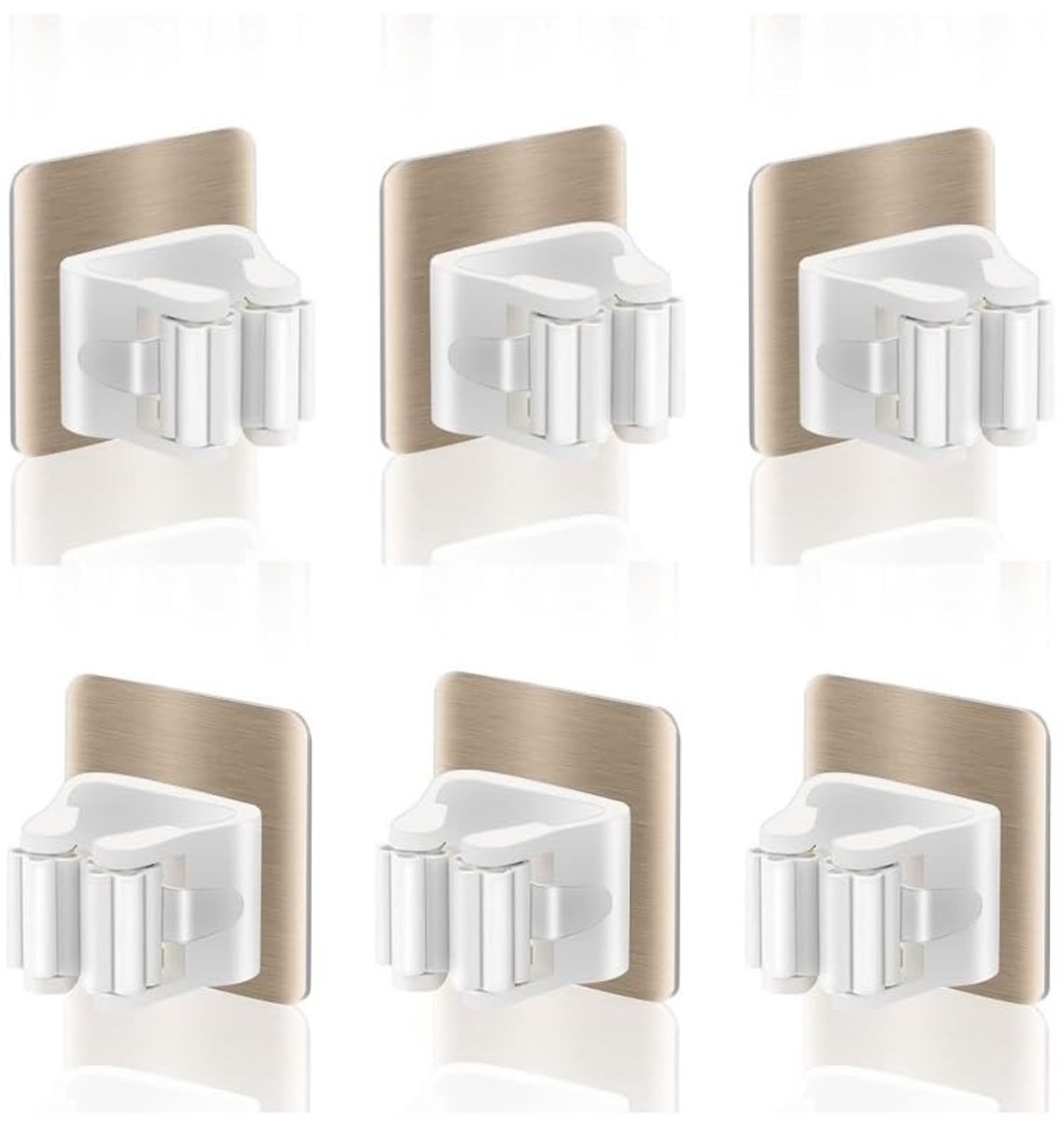 Dailygoods- Wandbezemhouder - Wandbezemhouder zonder boren - Wandbezem opslag - Bezemhouder ophangsysteem - Bezemhouder zelfklevend - Set van 6 stuks