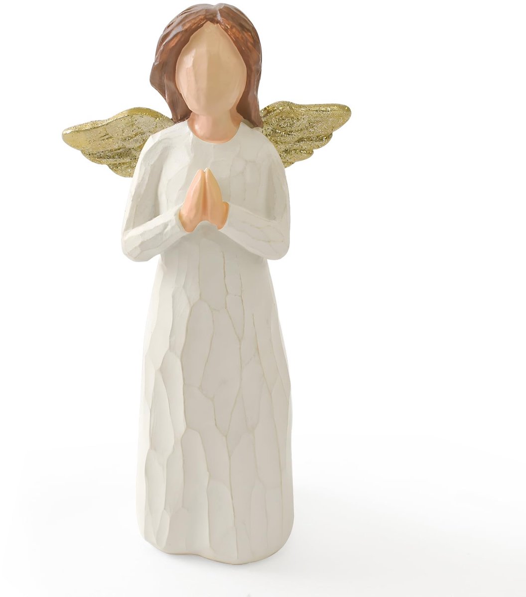 Dailygoods- Doopgeschenken Handgeschilderd Engelbeeldje - Beschermengelbeeldje - Sympathie Cadeau - Herinnering/Genezing - Vriendschap/Bedankt - Afmetingen 12,5 x 4,2 x 4 cm