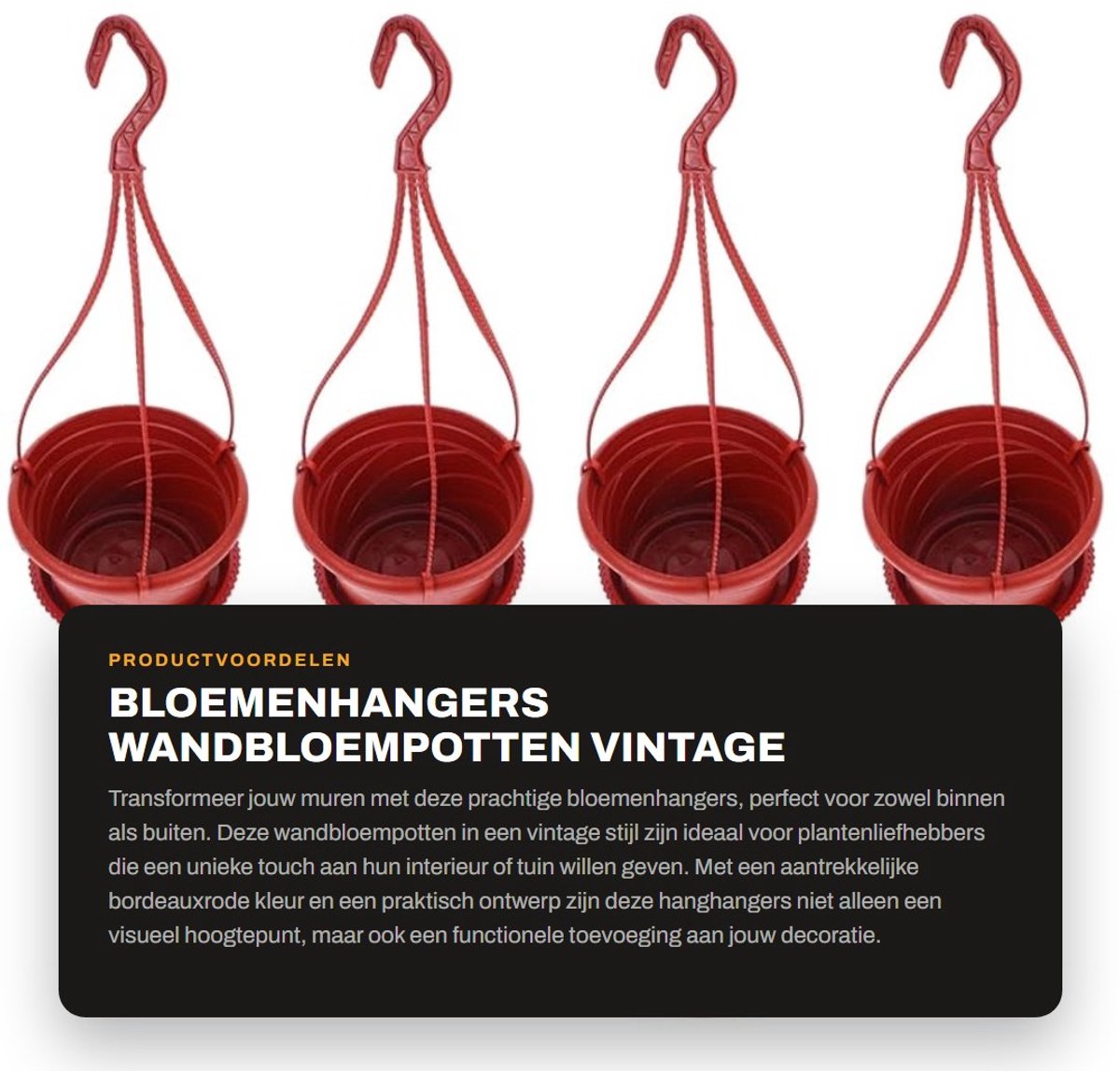 Dailygoods- Bloempotten Wandhangend - Kunststof - Vintage - Buiten - Haken - Eenvoudig Ontwerp - Duurzaam Vakmanschap - Wandbloempot