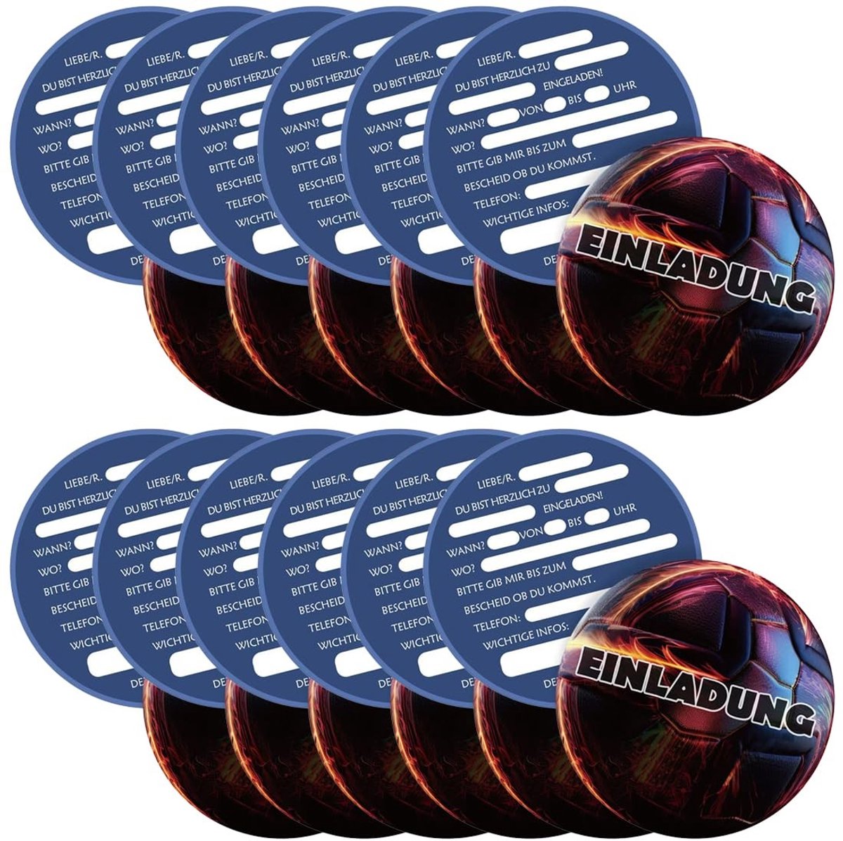 Dailygoods- Voetbaluitnodigingskaarten set van 12 - Kinderuitnodigingen - Verjaardagskaarten - Uitnodigingen jongens/meisjes - 11 cm - Coole ontwerpen