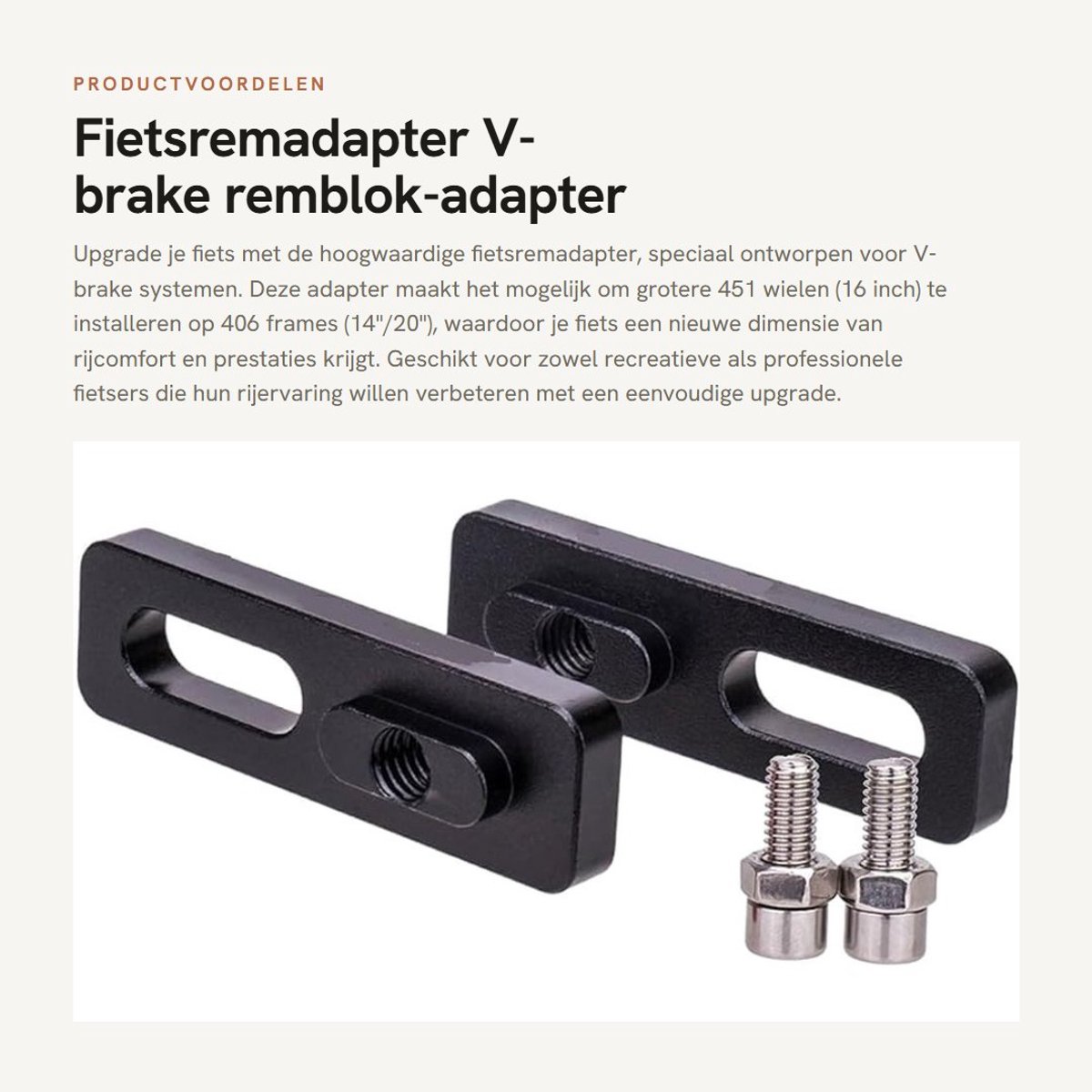 Dailygoods - Fietsremadapter - V-brake remblok-adapter - Upgrade naar grotere wielen - Zwart - Aluminiumlegering - Geschikt voor 14 tot 16 inch fietse...