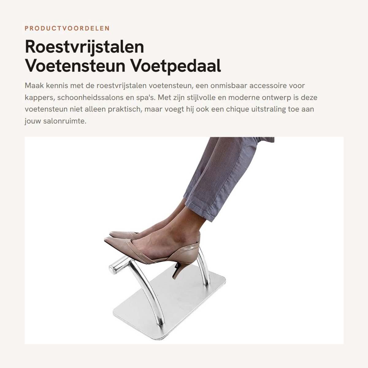 Dailygoods- Voetensteun Roestvrij staal - Voetpedaal - Beauty/Schoonheidssalon - Salonstudio - 34 x 29 cm - Eenvoudig te installeren - Voetenbank