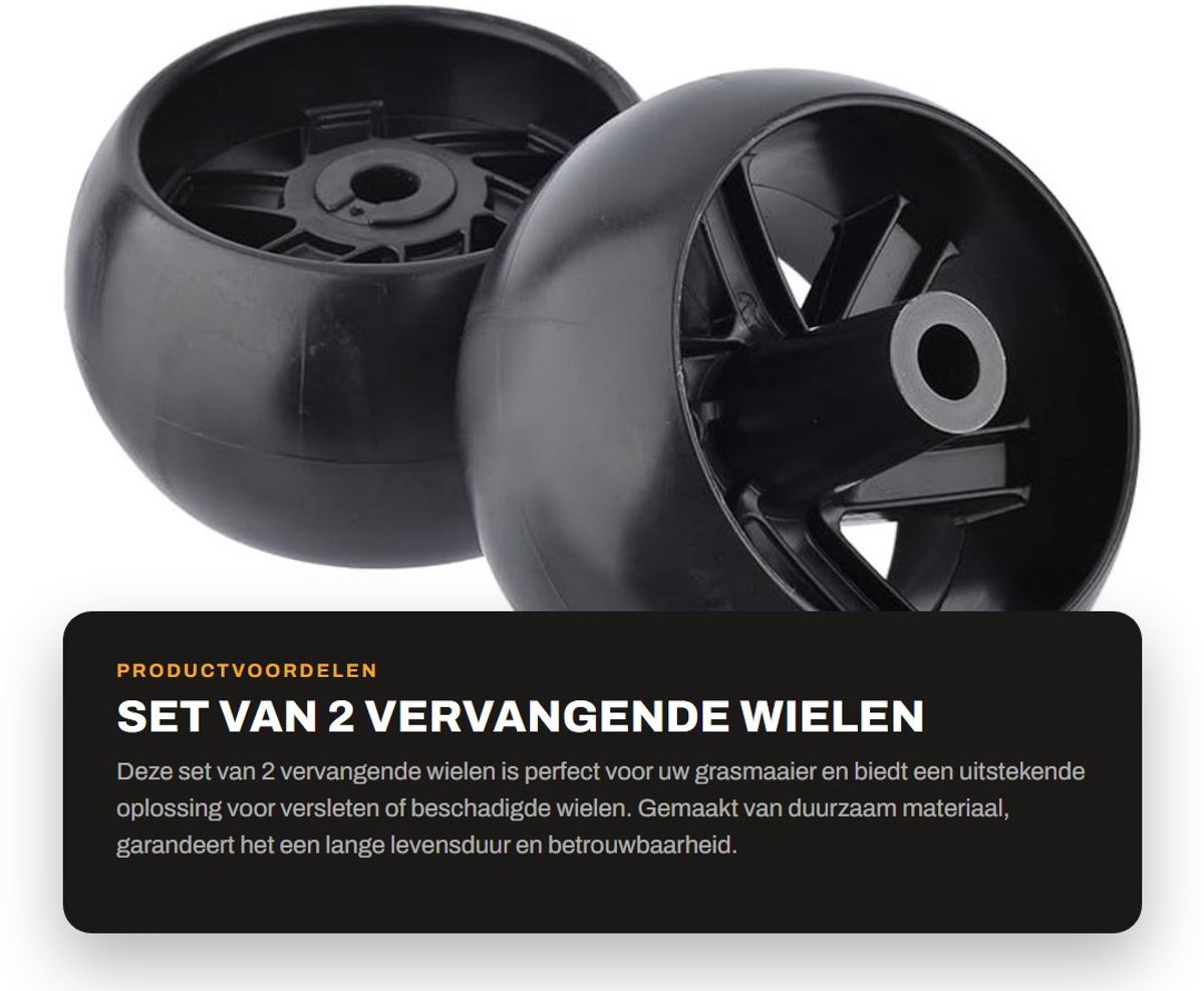 Dailygoods- Deck Wheel Vervanging - 5" Wiel - 2 Stuks - Hub Offset 3" - Boorgrootte 1/2" - Compatibel met Husqvarna - Graswiel