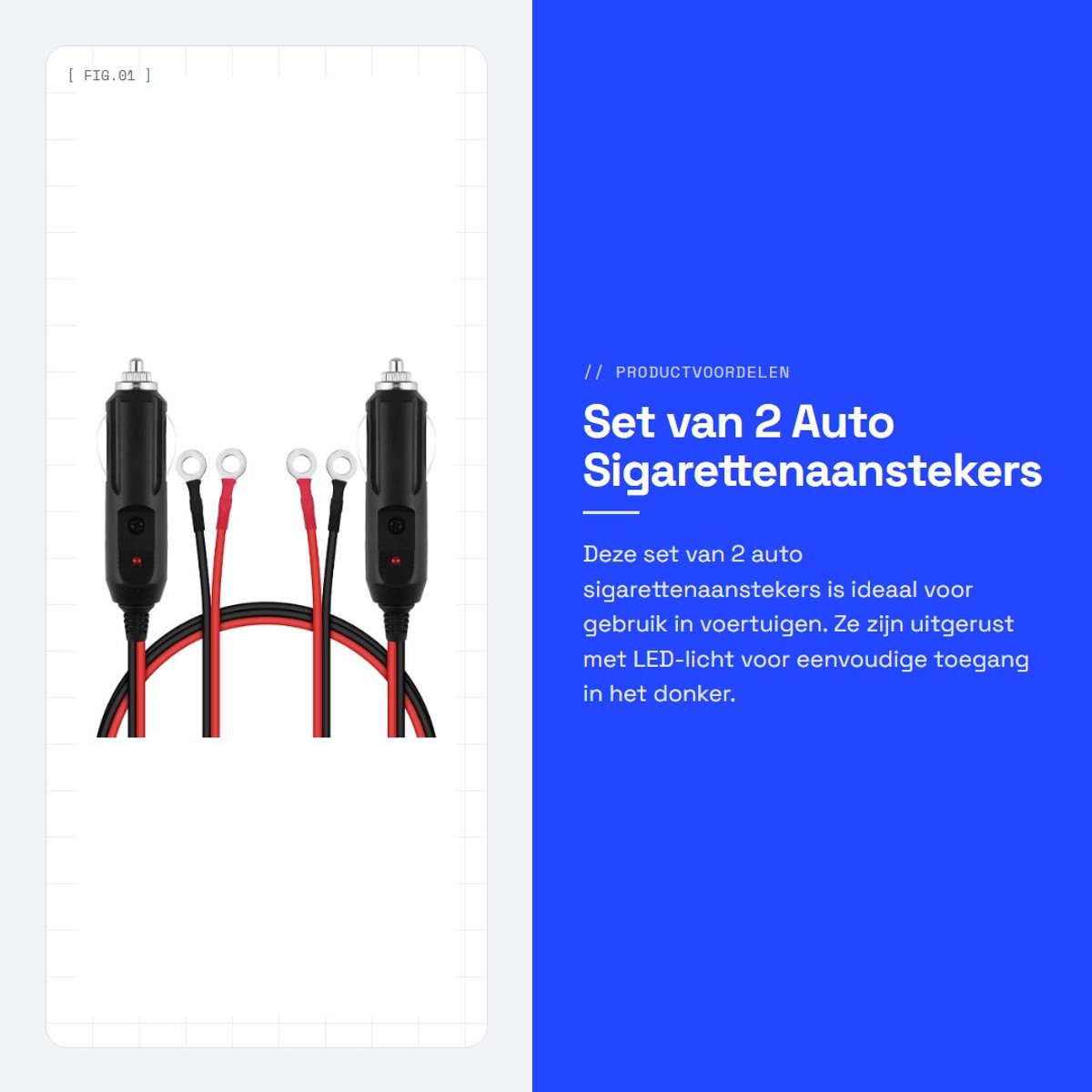 Dailygoods - Set van 2 Auto Sigarettenaanstekers met LED-Licht