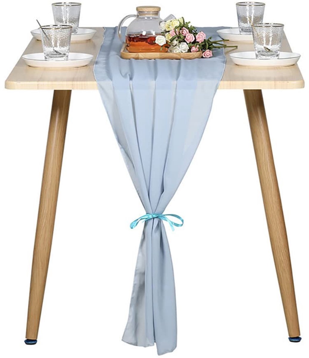 Dailygoods- Tafelbekleding 70 x 300 cm - Chiffon Tafelloper - Bruiloft Decoratie - Transparante Loper - Vintage Tuintafelloper - Antistatisch en Kreukvrij