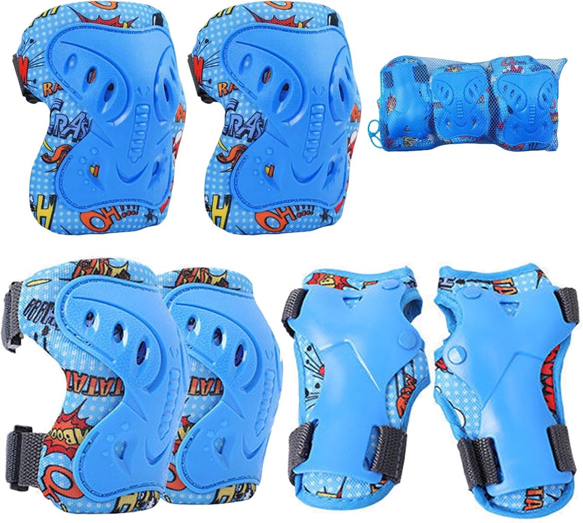 Kinder Kniebeschermers - Beschermingsset Jongeren - Veilig Sporten - Schattig Print Design - 7-12 Jaar - Multicolor