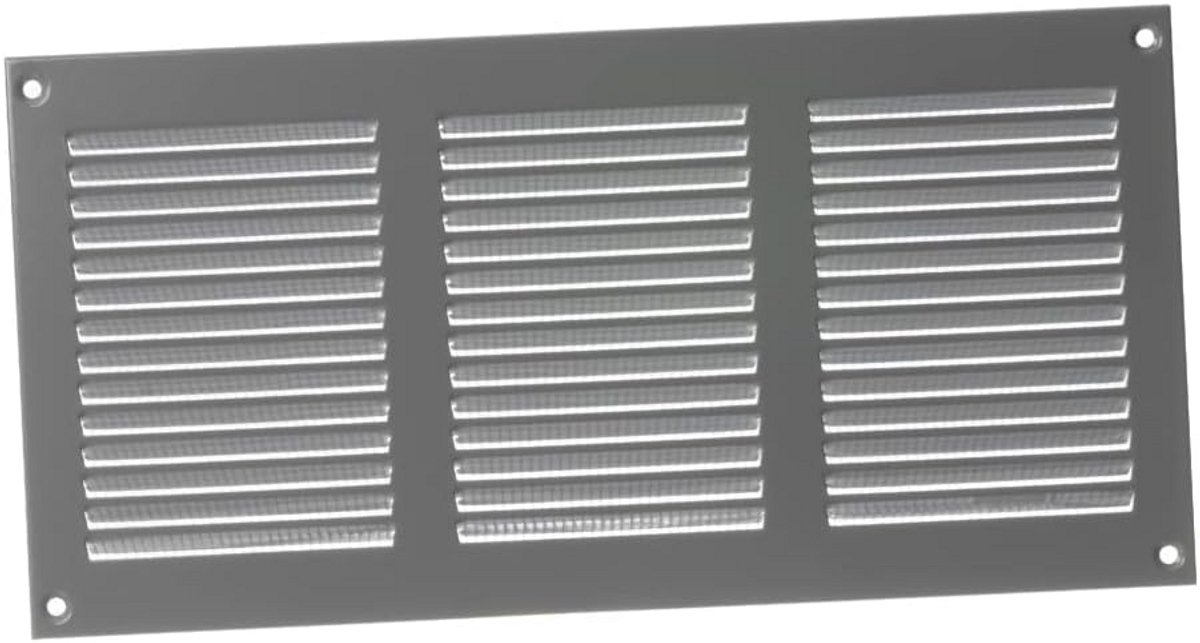 Ventilatierooster - Luchtgril - Luchtcirculatie - Met insectenhor - 300x150mm - Grijs