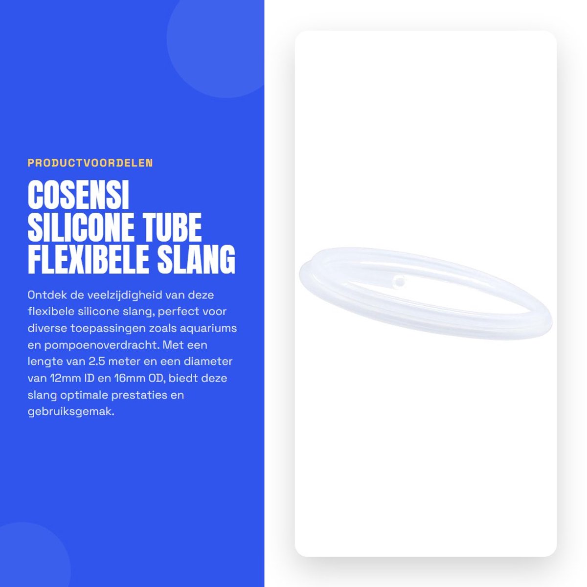 Dailygoods- Siliconen Slang 12 x 16 mm - 2.5 m - Voedselveilig - Temperatuurbestendig - Flexibel - Antiknik. - Siliconen Buis