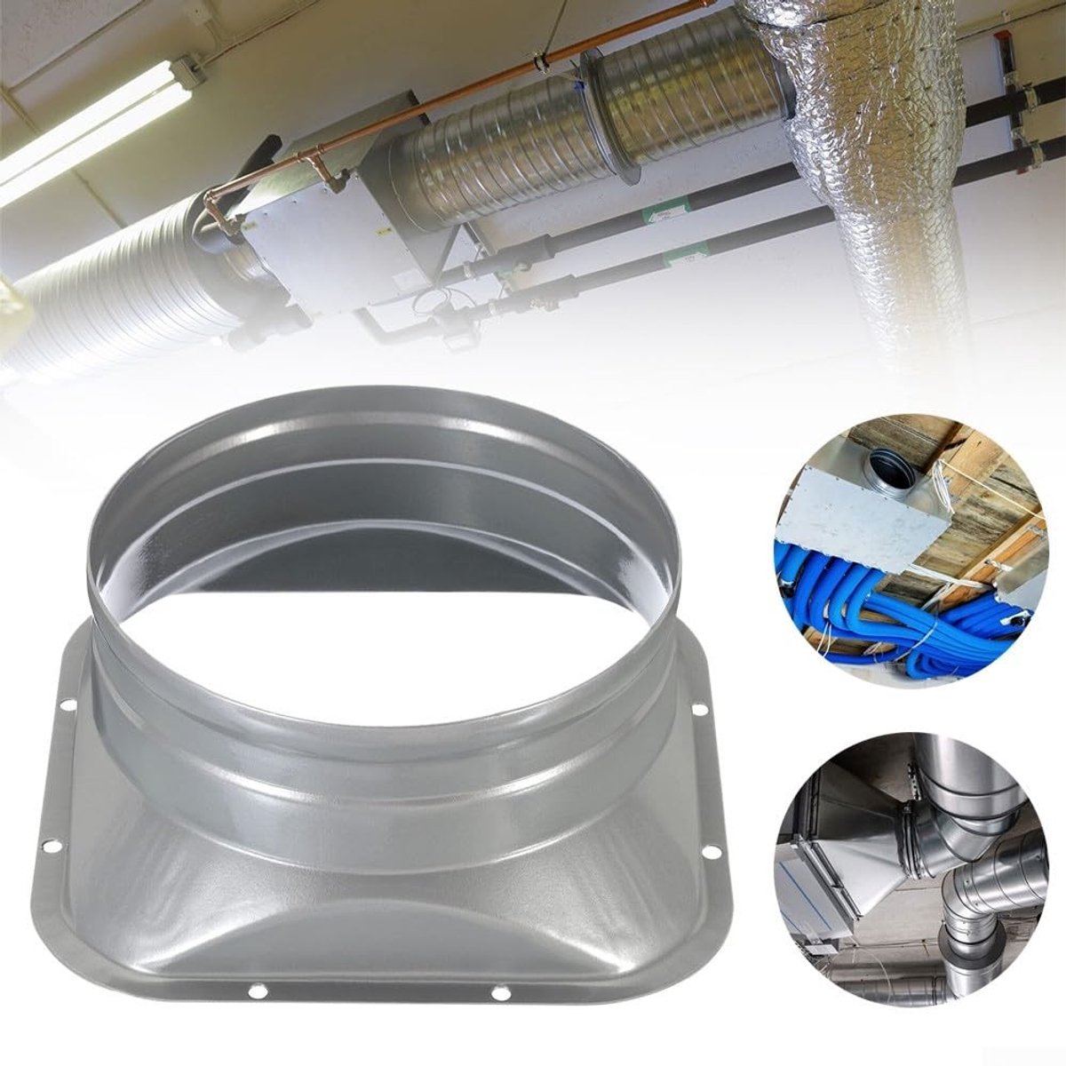 Dailygoods- Flens Luchtontluchting - Kanaalconnector - Ventilatieflens - Schroefbevestiging - Gegalvaniseerd Blad - 200 mm - Ventilatieconnector