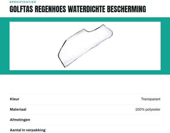 Dailygoody - Golftas Regenhoes - Waterdichte Bescherming - Lichtgewicht en Flexibel - Transparant - Ideaal voor Golftrolley - Geschikt voor Elke Golfe — afbeelding 4