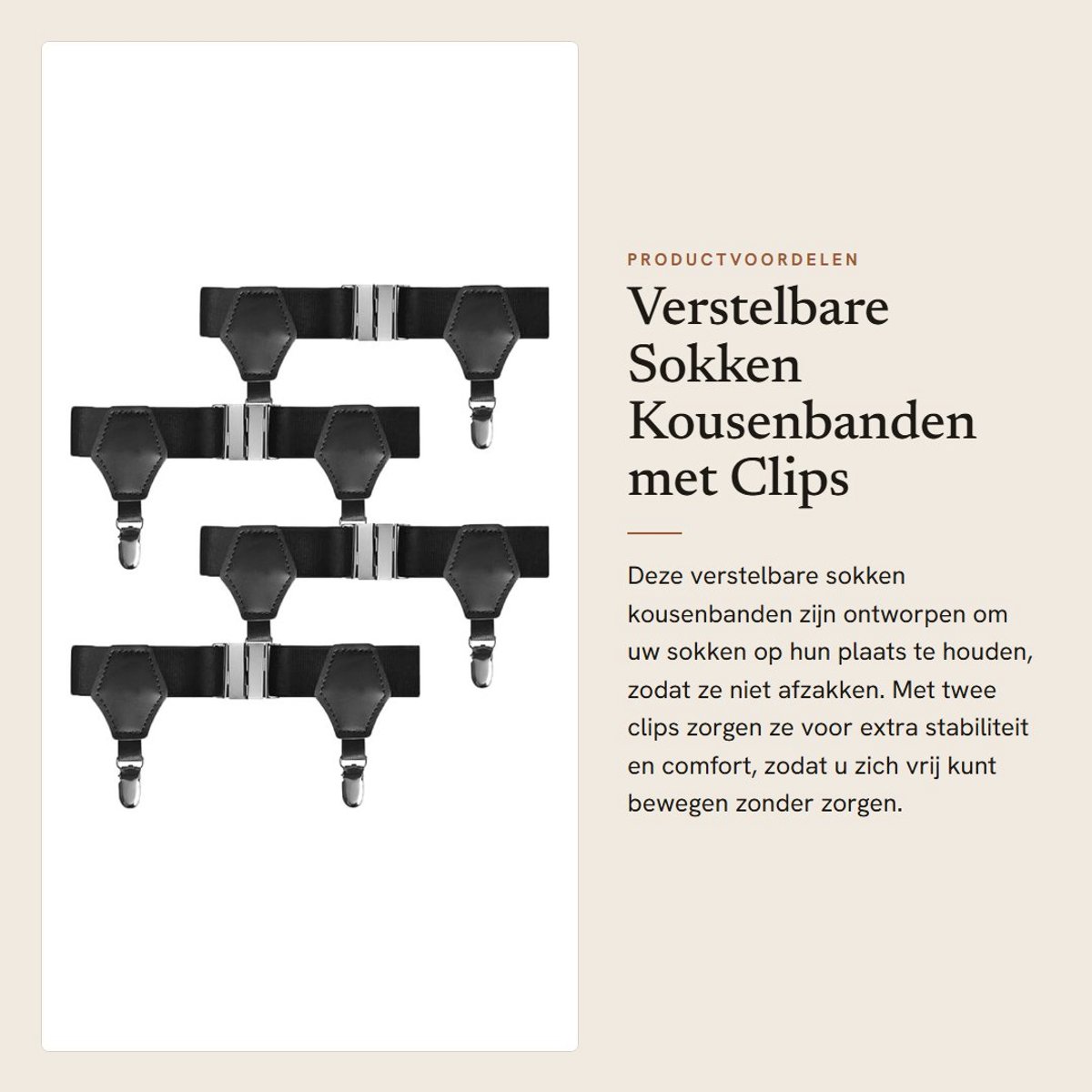 Dailygoods- Kousenbanden met 2 Clips - Verstelbare Sokkenhouder - Antislip Sokkenbandjes - Comfortabel Materiaal - Universele Pasvorm - Ademend en Duurzaam