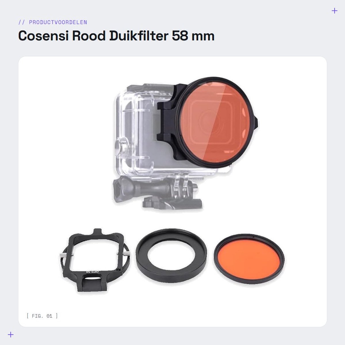 Dailygoods - Rood Duikfilter 58 mm met 16x Macro Lens voor Actiecamera
