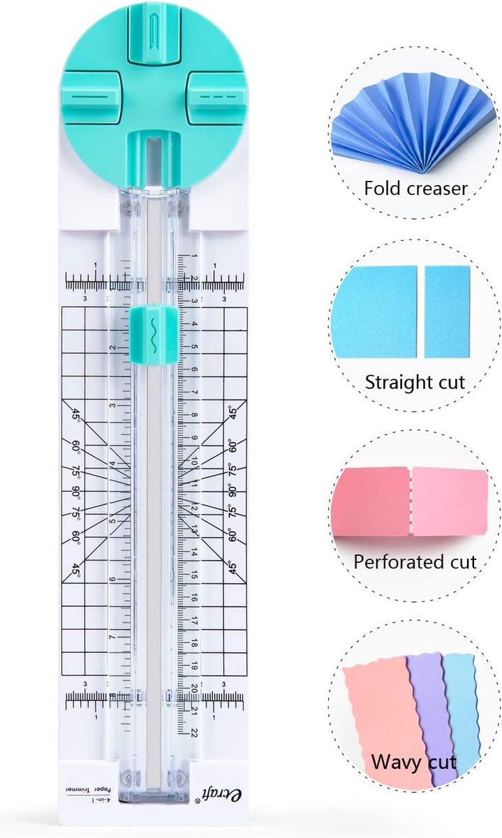 Papier Trimmer - Hobby Snijder - Handwerk Maken - Vier Snijvormen - 9 Inch - Wit