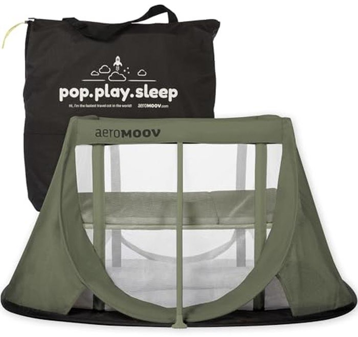 Reisbedje - Campingbedje baby - Veilige slaapplek creëren - Opgezet in 2 seconden - 130 x 92 cm - Groen