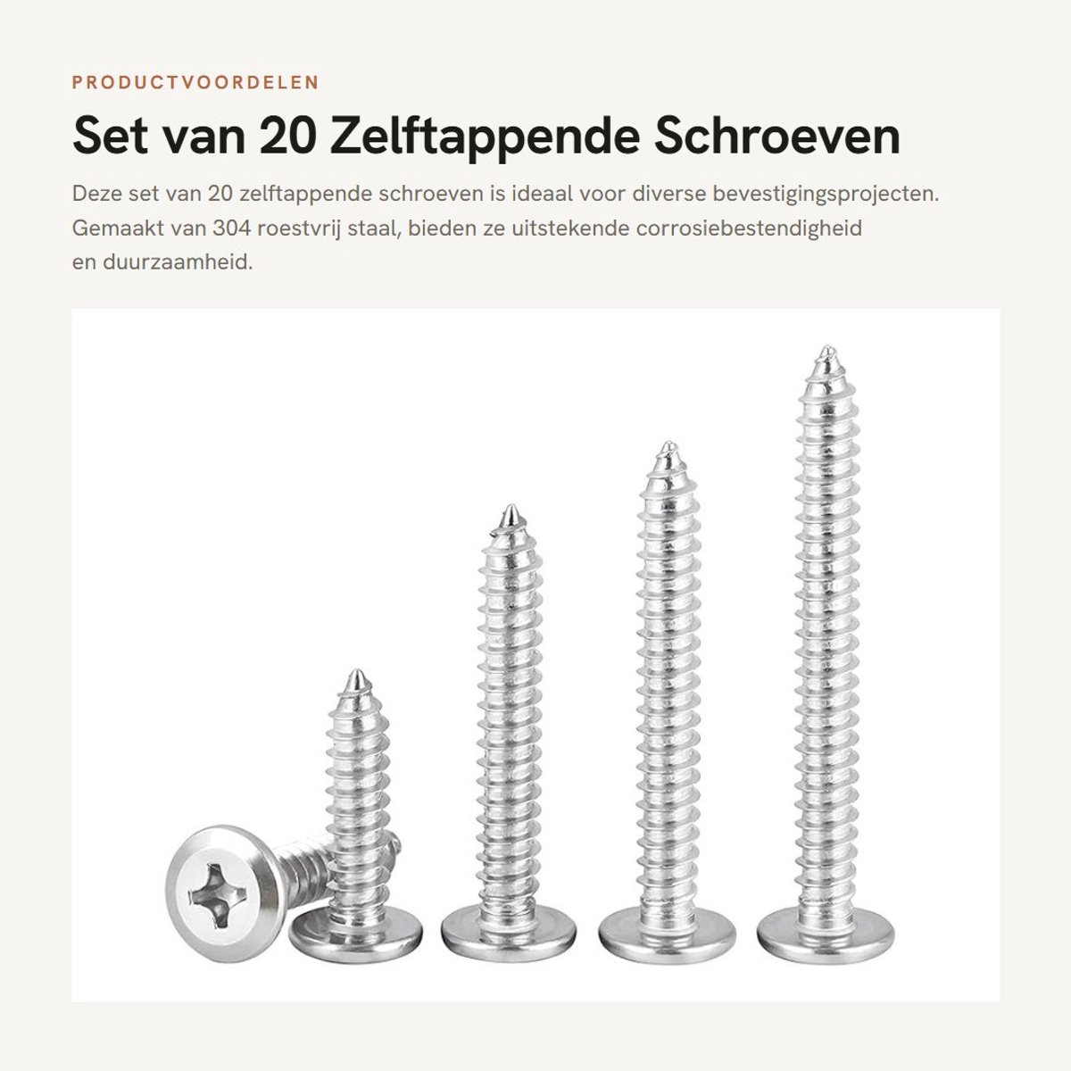 Dailygoods- Zelftappende Schroeven 20 Stuks - Roestvrij Stalen Kruiskop - M6 x 60 mm - Corrosiebestendig - Eenvoudig te Hanteren - Lange Levensduur - Bevestigingsschroeven