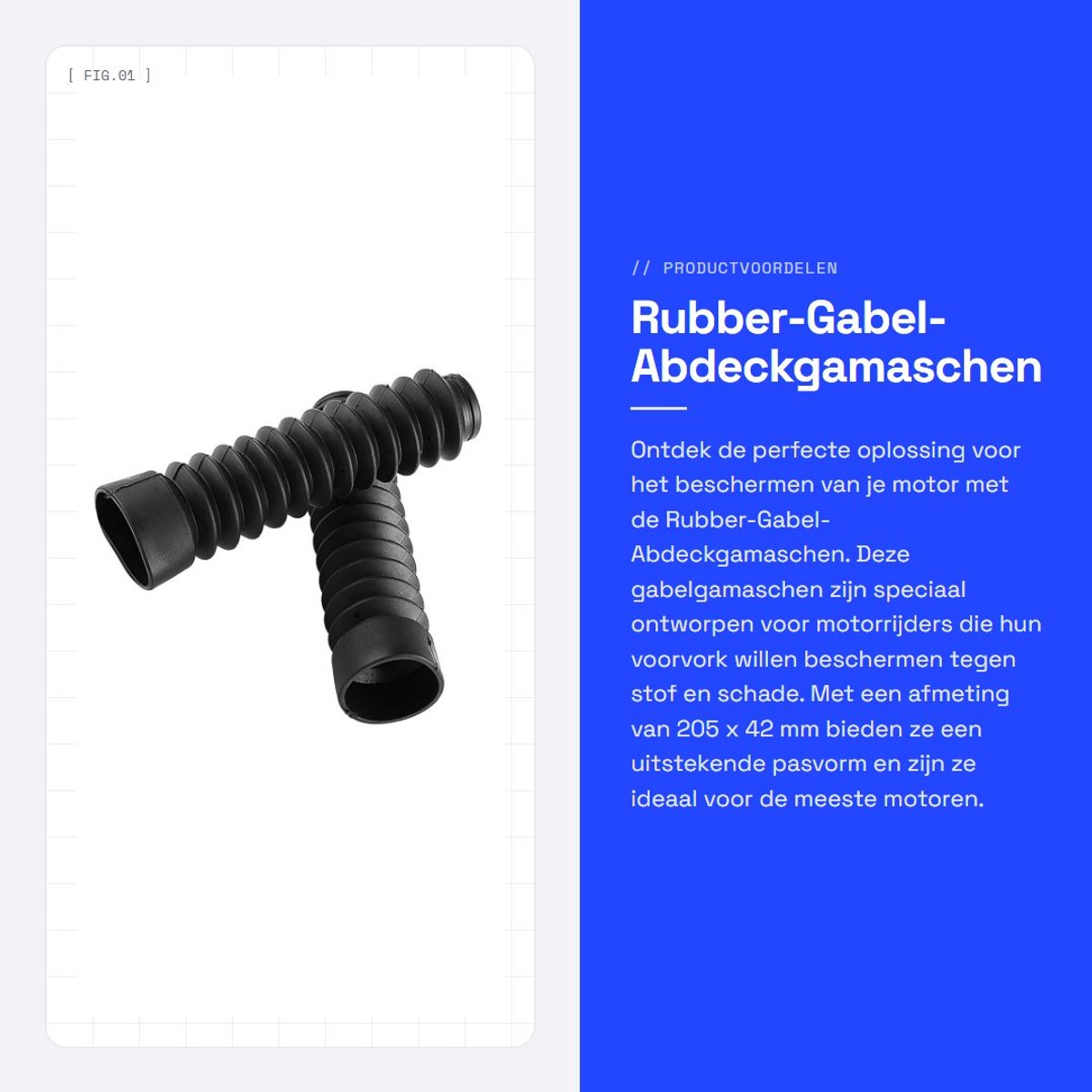 Dailygoods- Gabelgamaschen Rubber - Stootdemping - Staubbescherming - Motorradgetailleerde - 205 x 42 mm - Antislip - Lichtgewicht - Gabelbeschermers