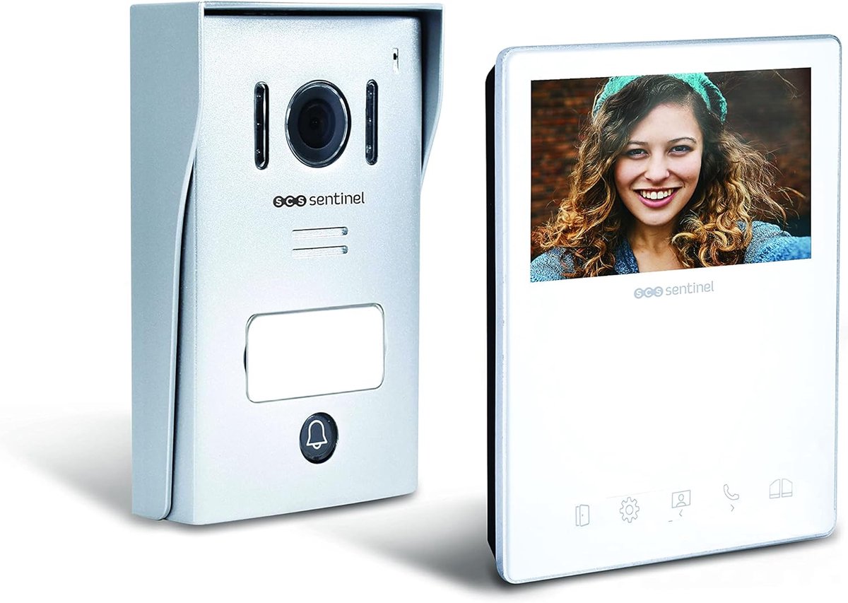Video Deurintercom Set - Videofoon Deurbel - Toegang Controleren - 4.3 Inch Scherm - 2 Draads Installatie - Wit Zilver