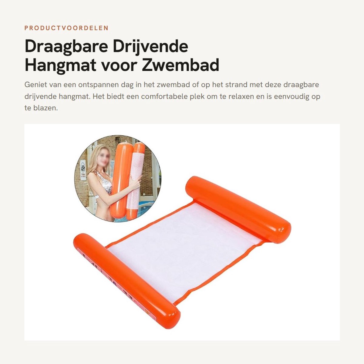 Dailygoods- Drijvende Hangmat - Draagbaar Opblaasbaar Waterbed - Opvouwbaar Ontwerp - Geschikt voor Zwembaden/Stranden - Sterk Draagvermogen - Hoogwaardige Materialen - Opblaasbed