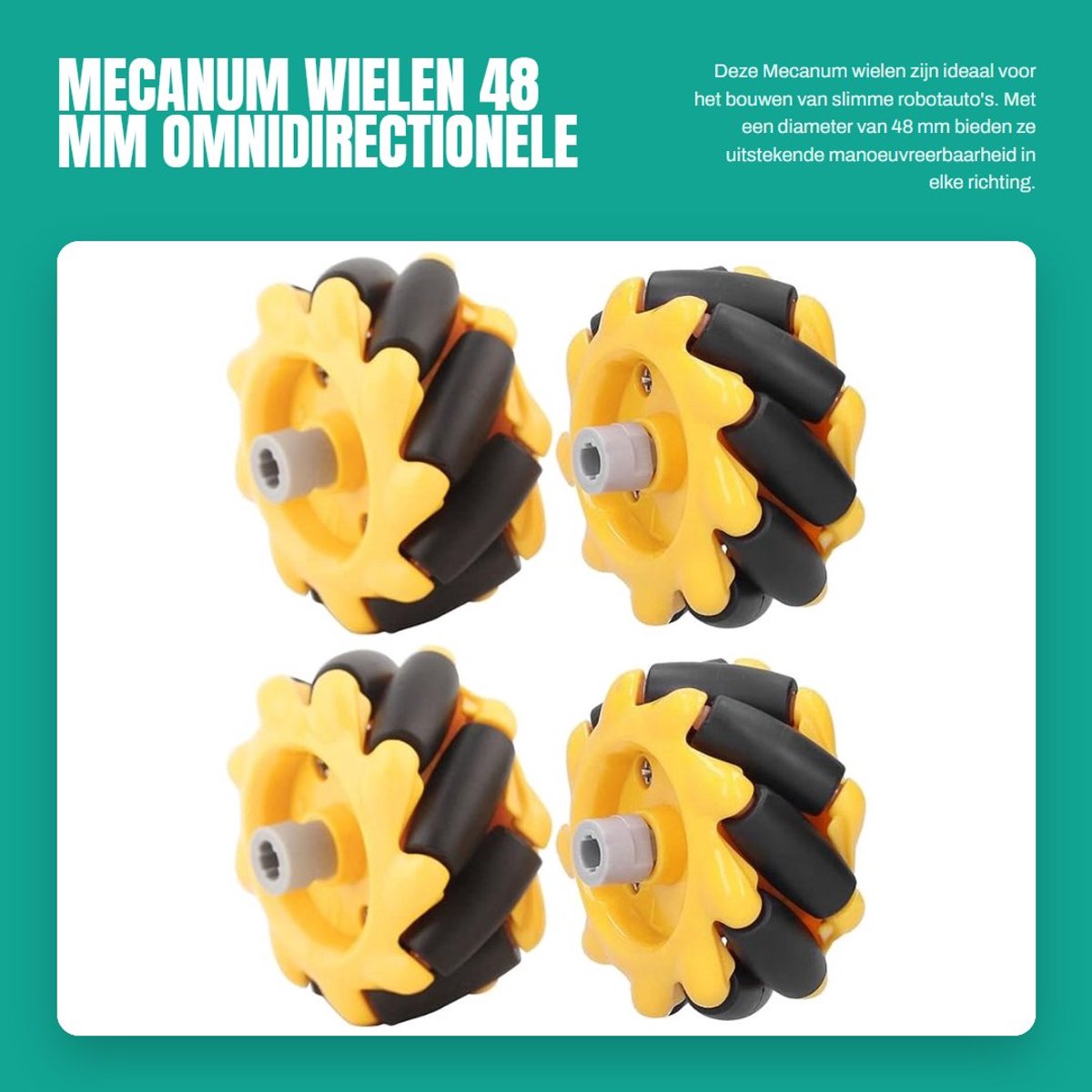 Dailygoods- Mecanum Wiel 48 mm - Omnidirectioneel Wiel - Slimme Autoaccessoires - ABS/Rubber - Koppelingstype TT - 2 Stuks - Robotwiel