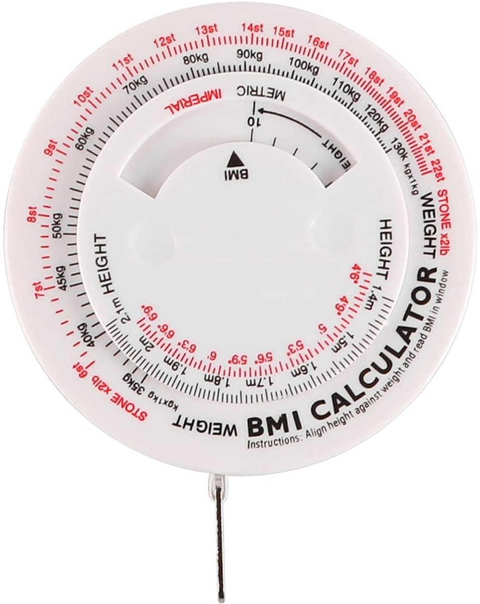 Dailygoods- Vet Meetlint 150cm - BMI Calculator - Lichaamsvet Meter - PVC Materiaal - Intrekbaar - Gezondheidsmeting