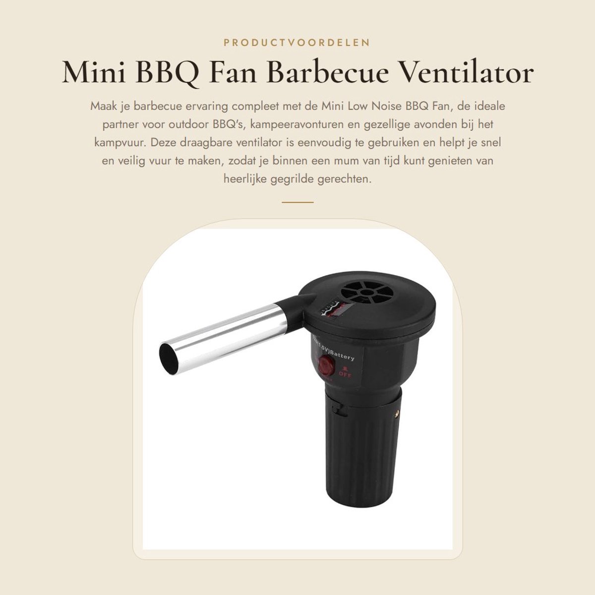 Dailygoods Mini BBQ Fan - Barbecue Ventilator - Handheld en Draagbaar - Zwart - Perfect voor Buiten - Gemakkelijk Vuur Maken - Ideaal voor Camping