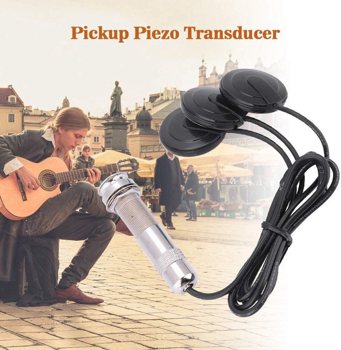 Dailygoods - Pickup Piezo Transducer - Microfoon voor Gitaar - Eenvoudig te installeren - 3 in 1 - Geschikt voor Ukulele en Mandoline - Perfecte gelui...