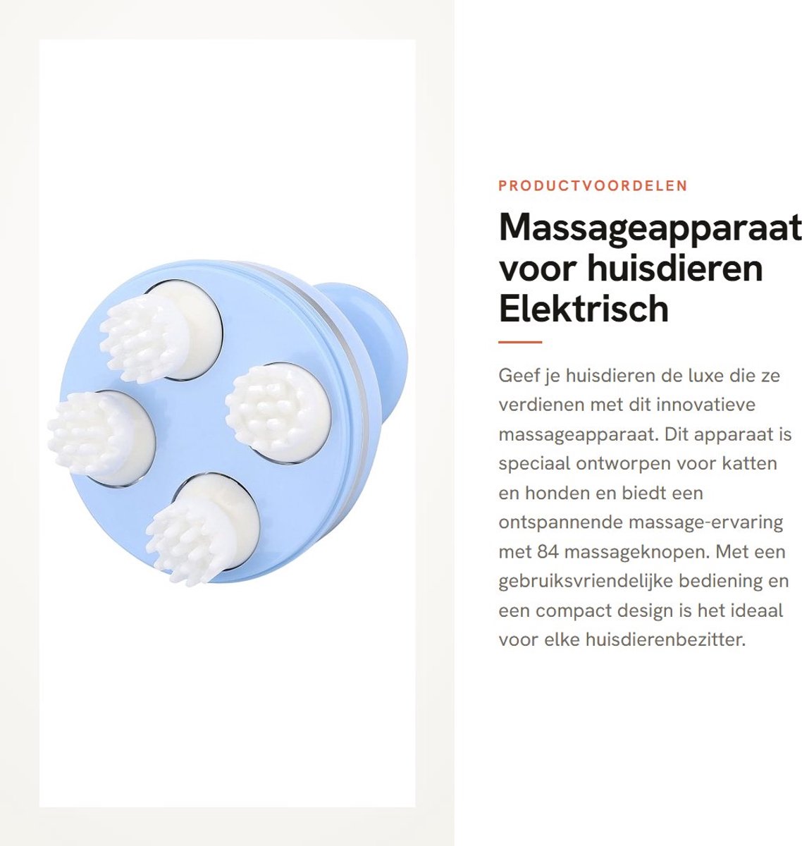 Dailygoods - Massageapparaat voor huisdieren - Elektrisch masseren - Draagbaar en afneembaar - Blauw - Katten en honden - 84 massageknopen