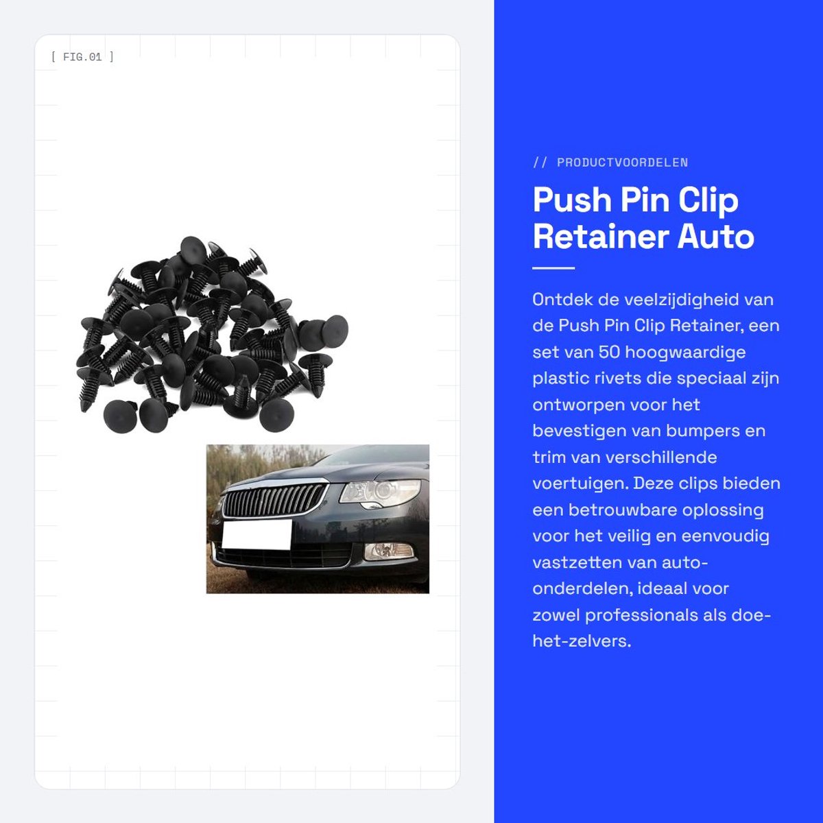 Dailygoods- Push Pin Clip 50 Stuks - Bumper Rivet - Trim Clips - Plastic Klemmen - Voor Verschillende Voertuigen - Zwart - Klinknagels