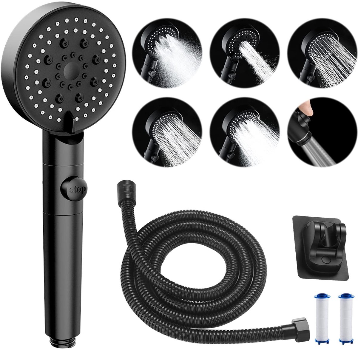 Dailygoods- Douchekop Hoge Druk - Handdouche met 6 Spraymodi - Doucheslang 2M - Douchekop