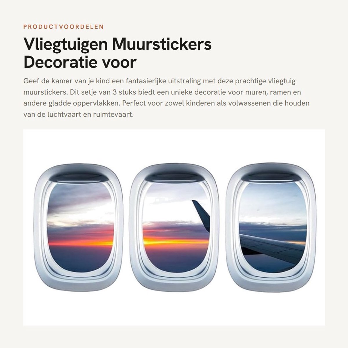 Dailygoods- Muursticker Vliegtuigen - 3 Stuks - Verwijderbaar - Raamstickers - Wandtattoo - Decoratie - Geschikt voor Glad Oppervlak - Raamsticker