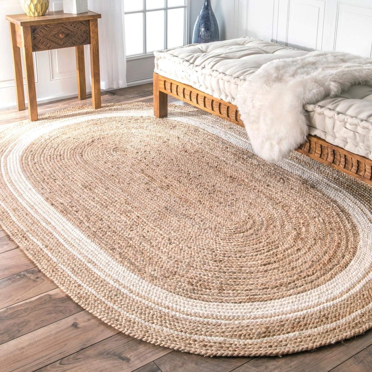 Jute Vloerkleed - Natuurlijk Kleed - Woonkamer Decoratie - Handgeweven Design - 60x120 cm 