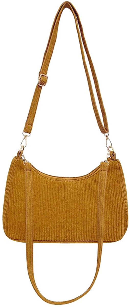 Dailygoods- Schoudertas Retro - Corduroy Handtas - Kleine Schoudertas - Verstelbare Schouderband - 25x17x8 cm - Inclusief Rits