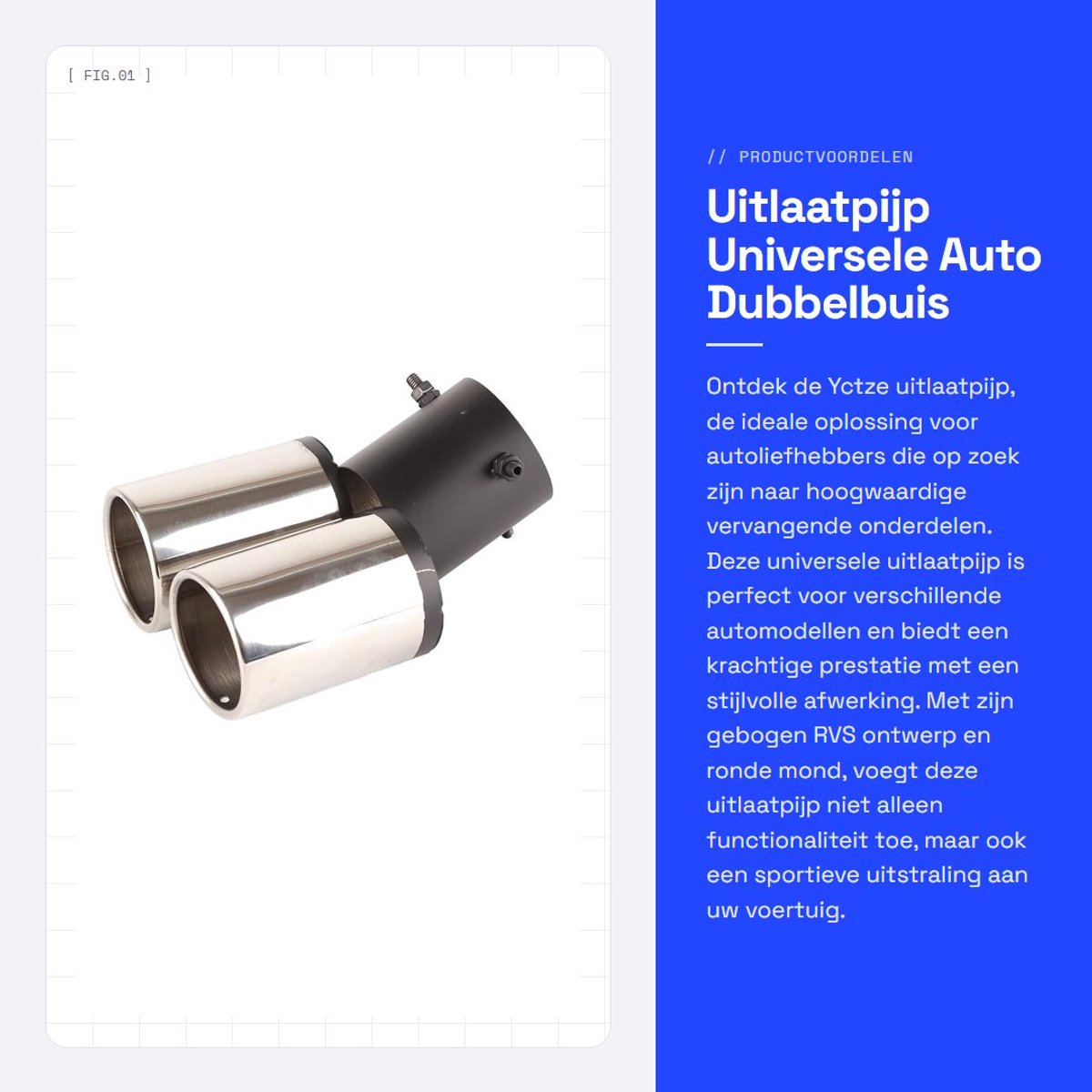Dailygoods - Uitlaatpijp - Universele Auto - Dubbelbuis Gebogen - 17x13x9 cm - Vervangende Onderdelen - Geschikt voor Auto's - Ronde Mond