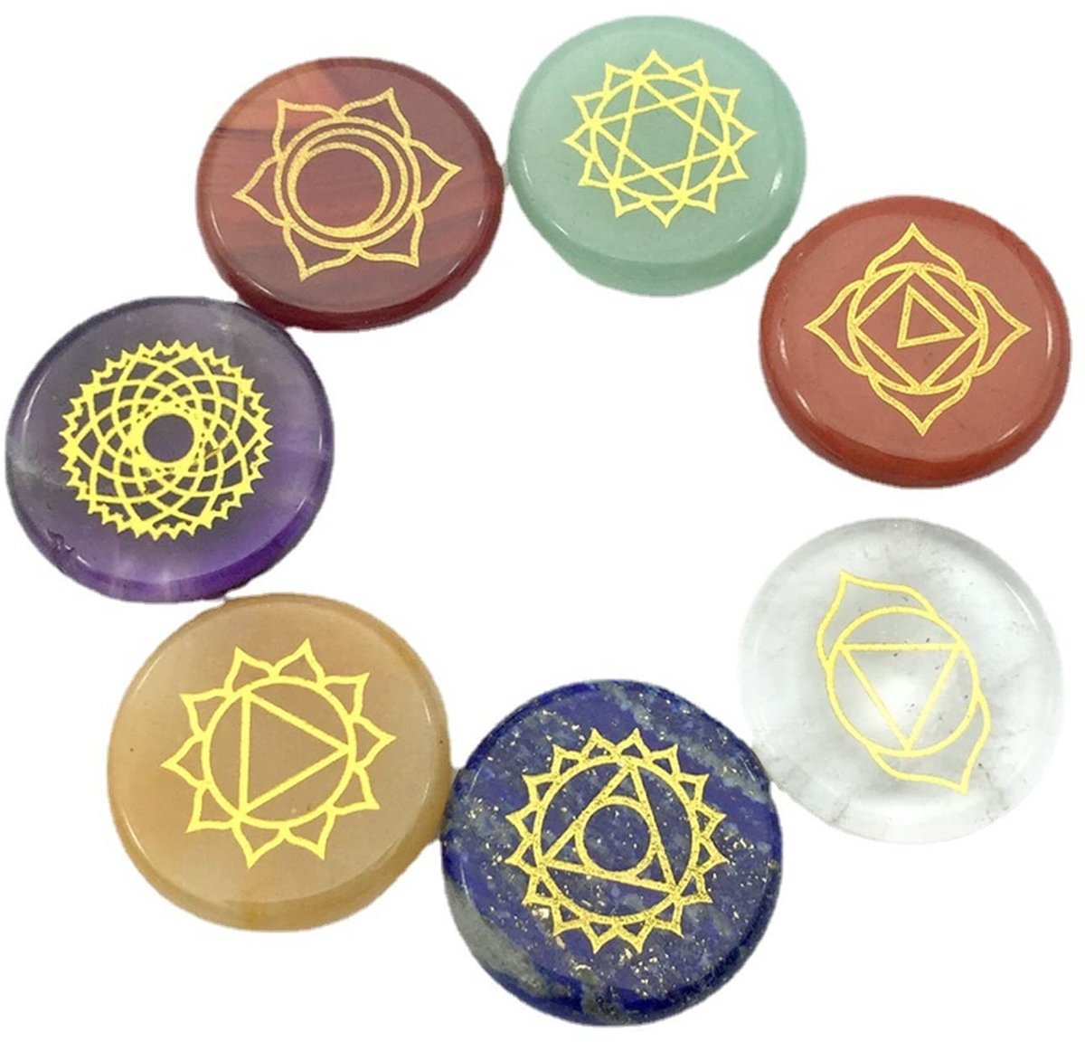 Dailygoods- Chakra Stenen Set - 7 Stuks Natuurlijke Genezing - Energie Kristallen - Edelstenen - Home Decoratie - Kantoor Slaapkamer - Geneeskrachtige Stenen