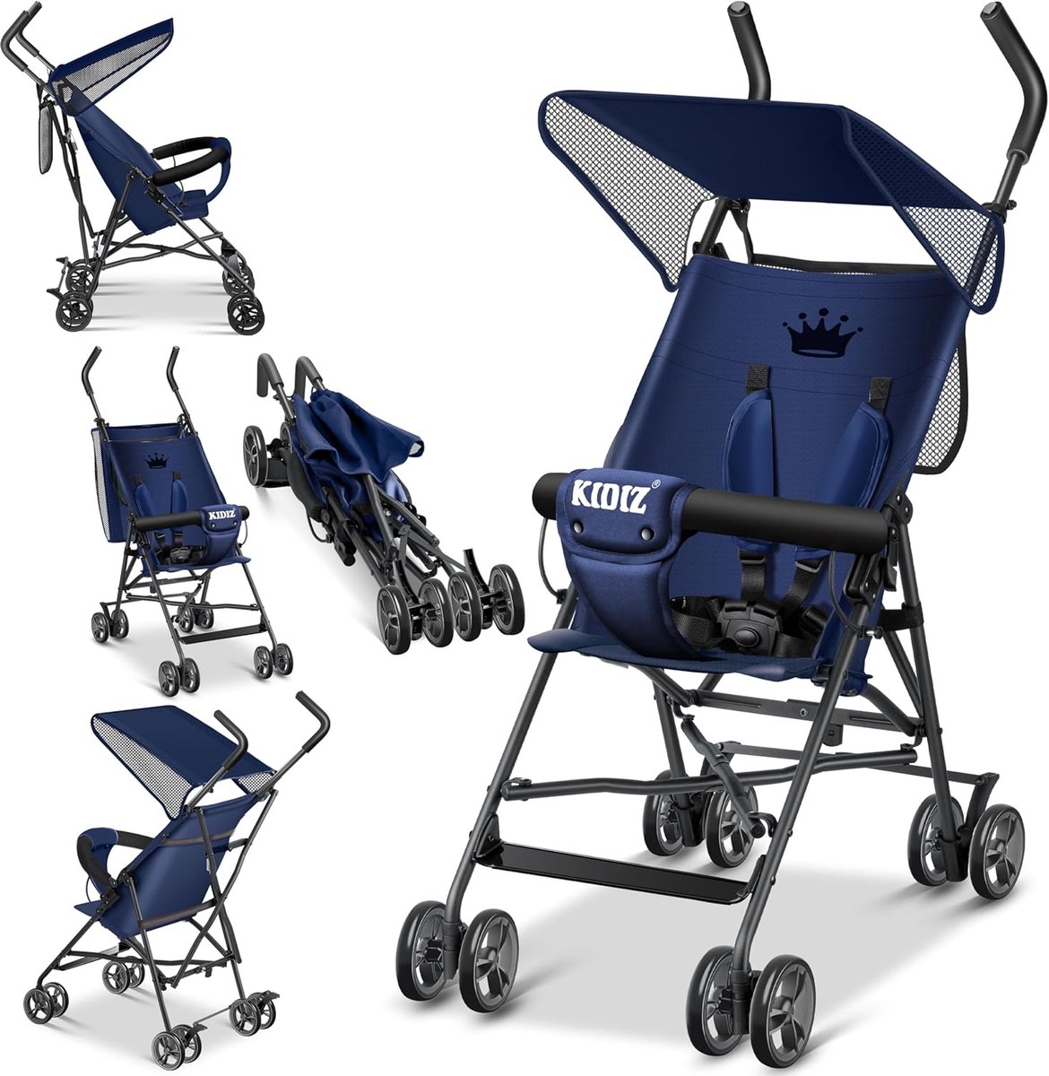 Kinderbuggy - Reisbuggy - Comfortabel Reizen - Met één hand opvouwbaar - 75 x 44 x 99 cm - Blauw