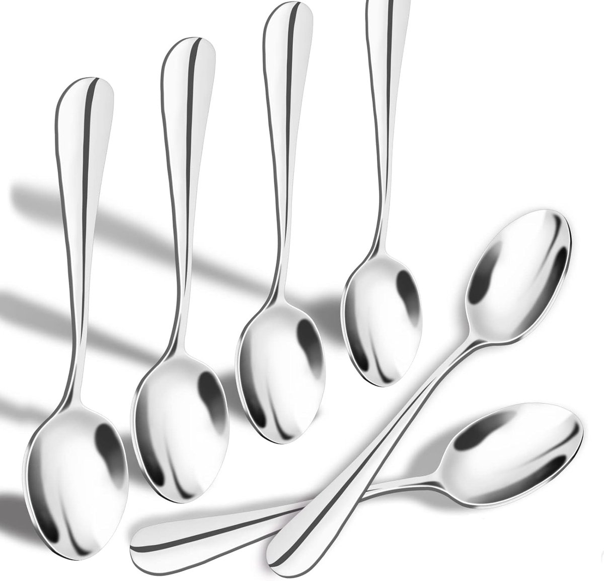 Espressolepel, mini koffielepel, 5,5 inch (ongeveer 14 cm) roestvrijstalen klein lepeltje, voor desserts, thee, set van 6-Stijl 1