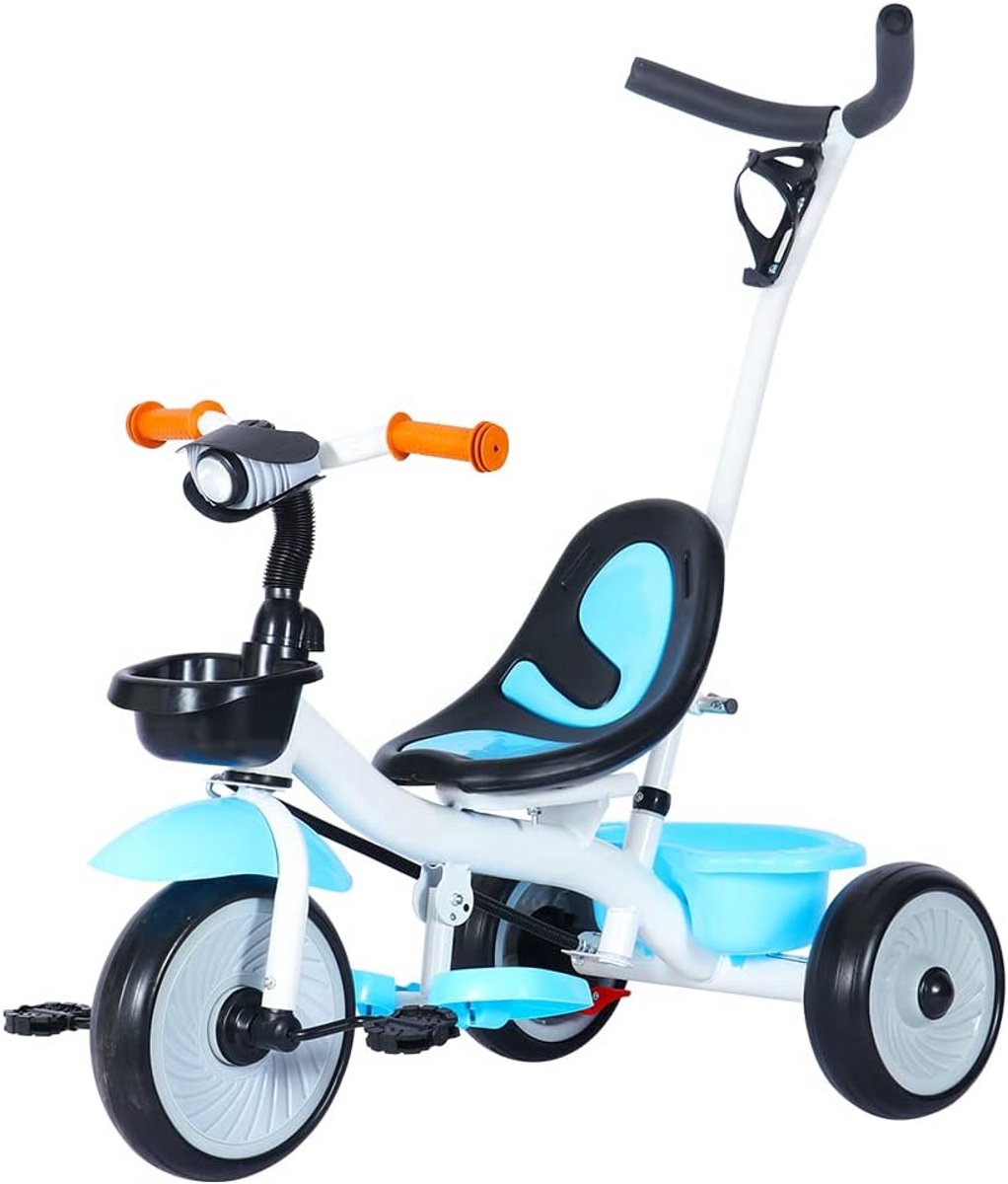 Driewieler 3-in-1 - Loopfiets Balansfiets - Eerste Balanstraining - Opvouwbare Pedaalstand - 6.6 kg - Wit Blauw