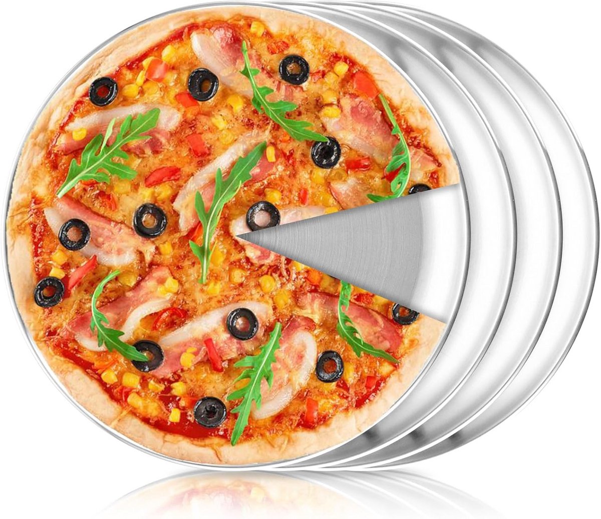 Pizzaplaten - Bakplaten - Oven Bakken - Antiaanbaklaag - 30 cm - Zilver