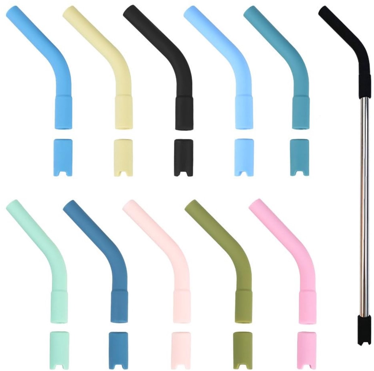 Dailygoods- Siliconen Tips 10 Stuks - Herbruikbare Rietjes - Anti-brandwonden - Temperatuurbestendig - Veilig Silicone - Krasbestendig Ontwerp