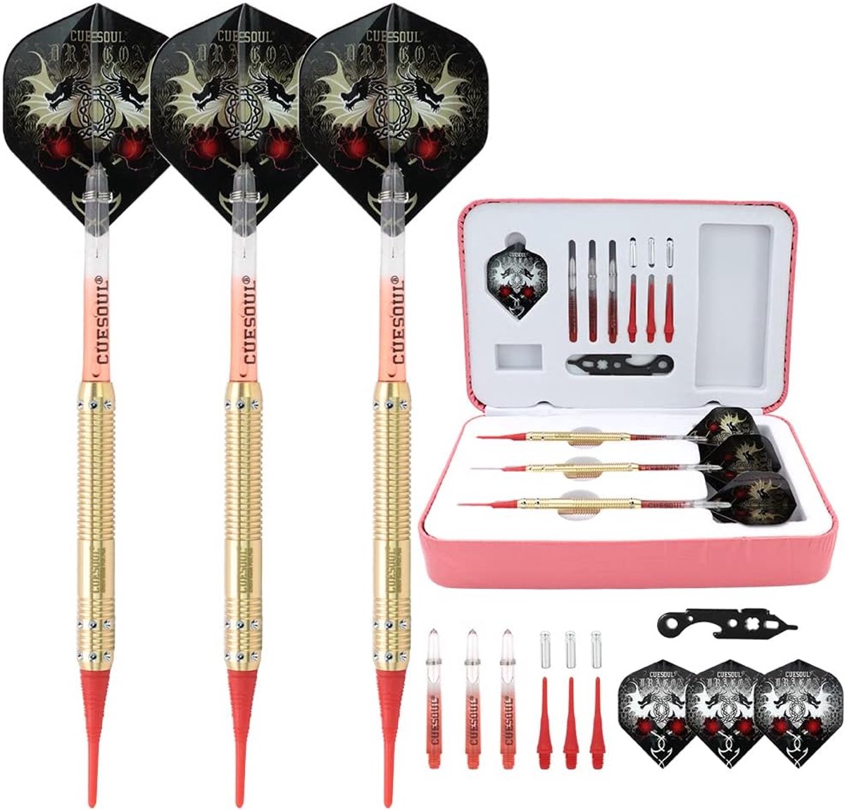 Dart Set - Zachte Pijl - Precisie Spel - Luxe Etui - 16 gram - Zwart