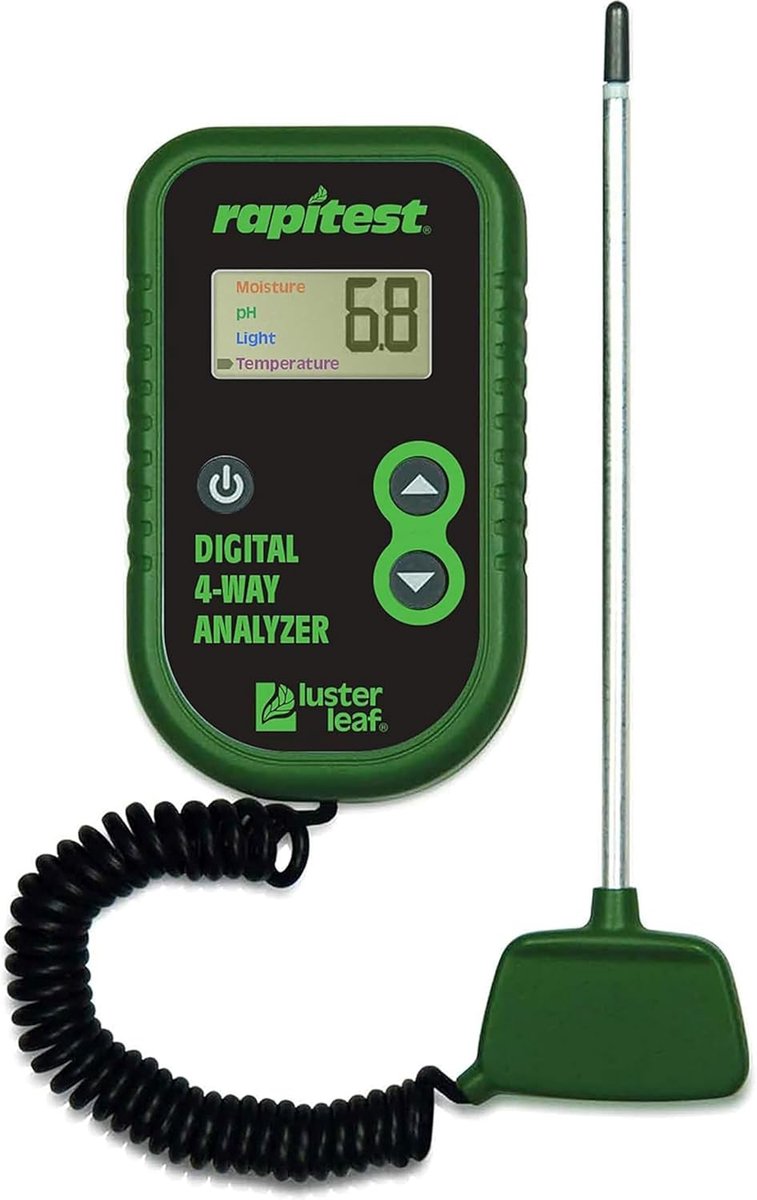 Digitale Bodemmeter - Grond Analyse - Planten Verzorgen - 4-Weg Meting - 30 cm - Grijs