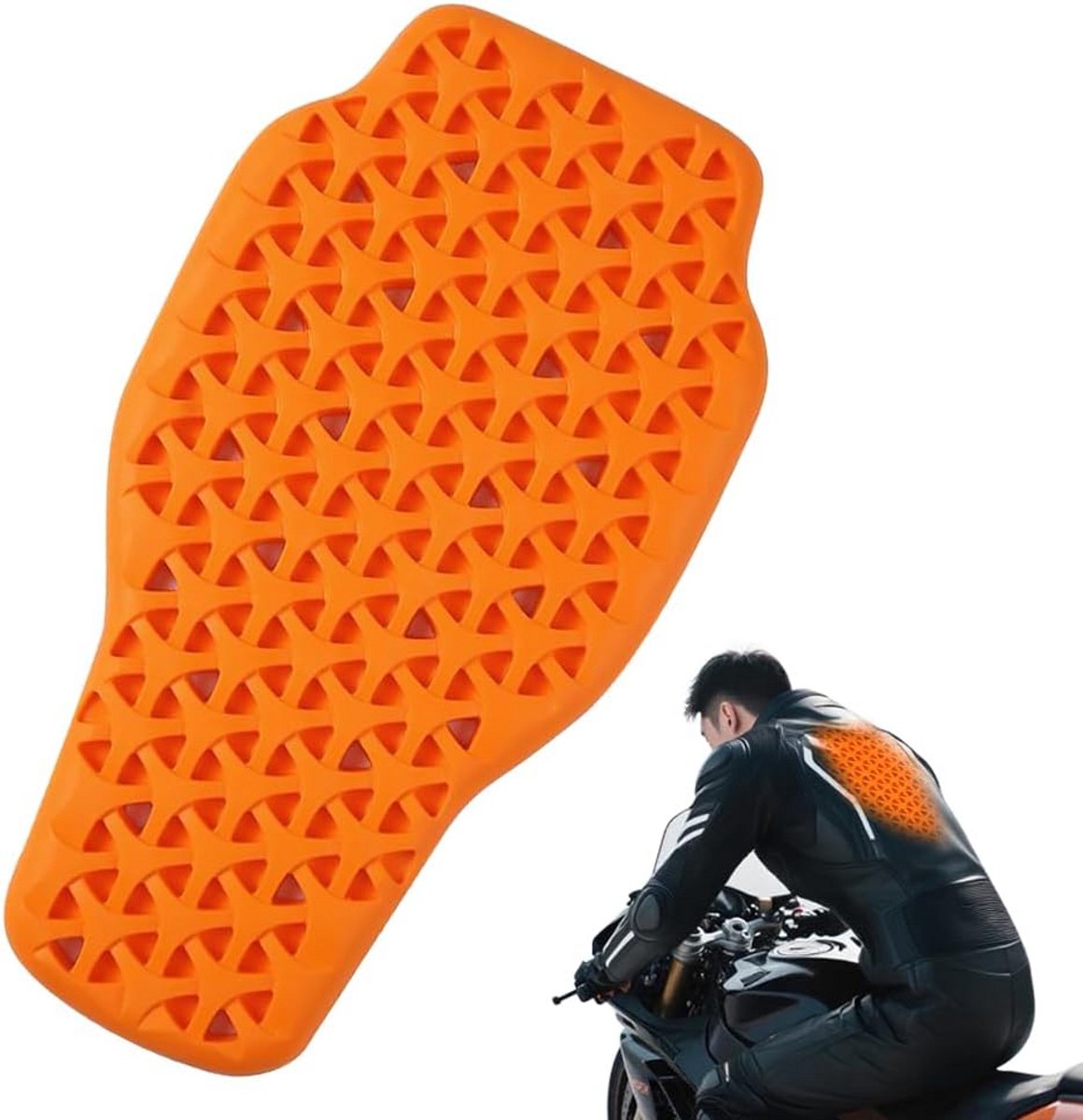 Rugbeschermer Motor - Rugprotector Fiets - Sport Veiligheid - Flexibel PU Materiaal - 42 x 23 cm - Oranje