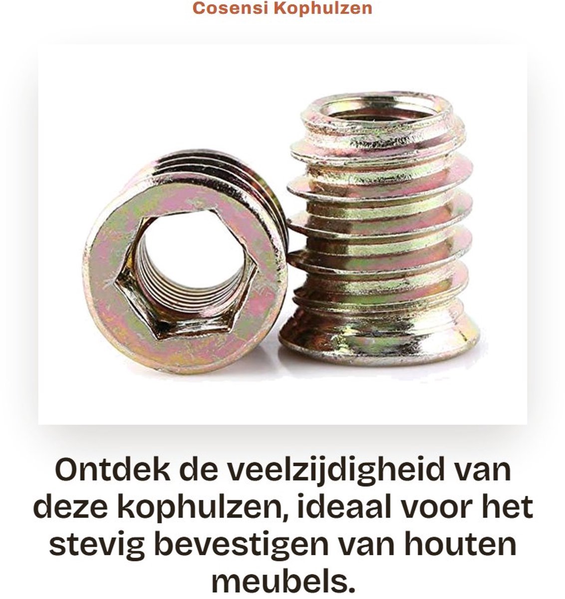 Dailygoods- Kophulzen 20 stuks - Zeshoekige Krimpmoeren - Holle Schroefafdruk - Koolstofstaal - Schroefdraad voor Houten Meubels - M8 x 17 mm - Inlegmoeren