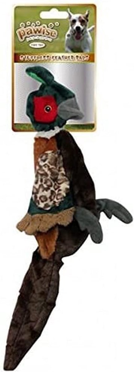 Hondenspeeltje fazant - Zacht pluche - Uren vermaak - Met pieper - 52 cm - Multicolor