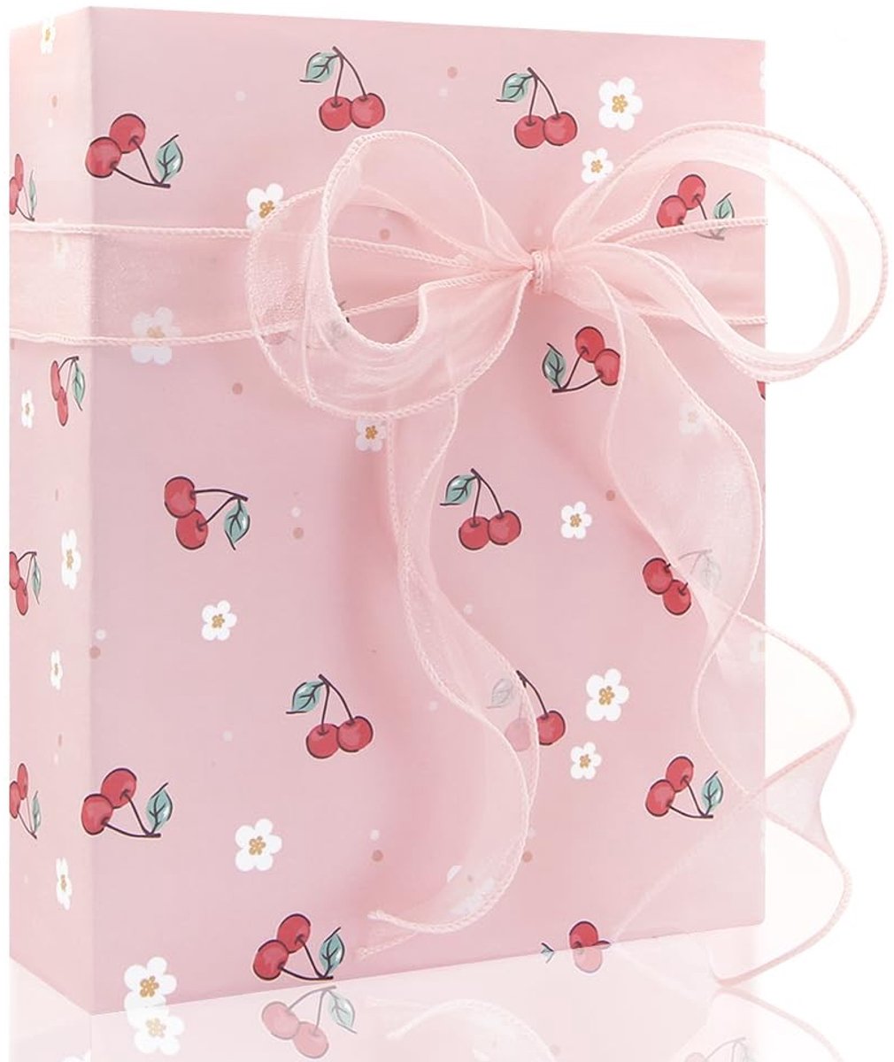 Dailygoods- Cadeaupapier Roze Kersen - Inpakpapier Verjaardag - Babyshower - Hawaii Themafeest - 4 Vellen 50x70 cm - Matte Afwerking