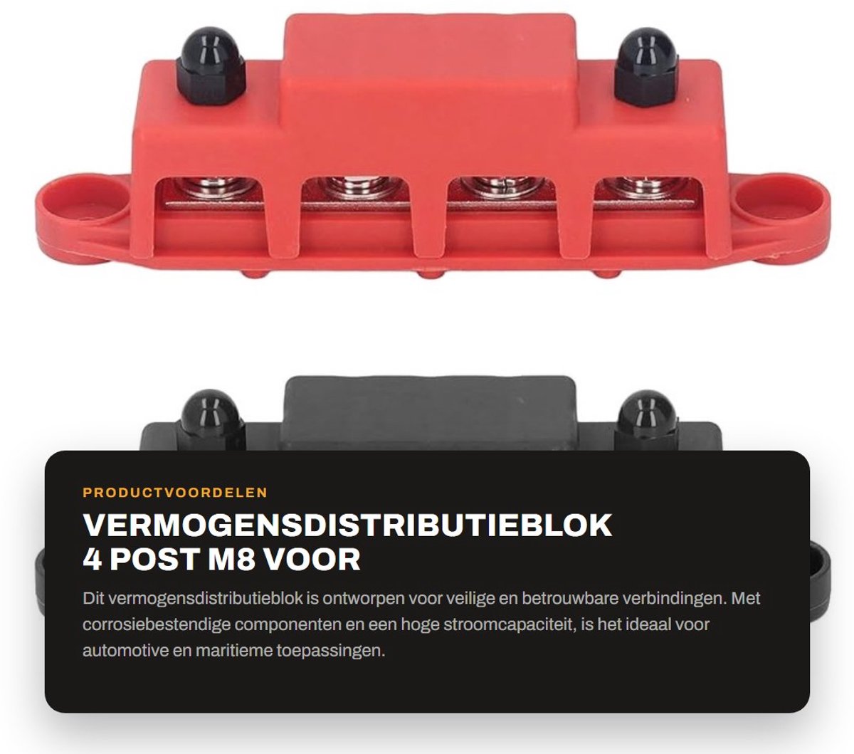 Dailygoods - Vermogensdistributieblok 4 Post M8 voor Auto en Marine