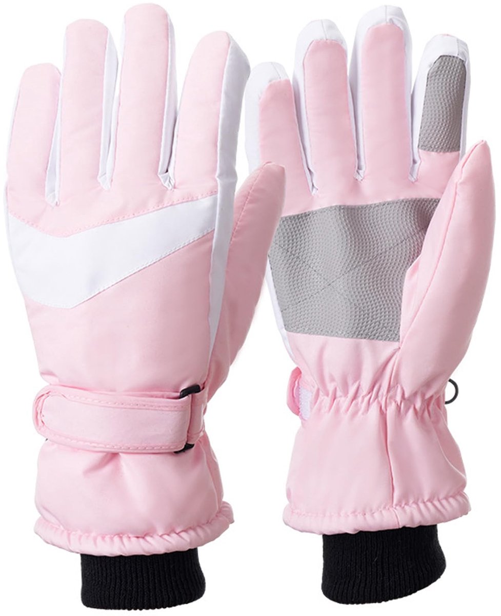 Dailygoods- Winterskihandschoenen dames - Waterdicht - Antislip - Thermisch - Fleecevoering - Roze - 1 paar - Winterhandschoenen