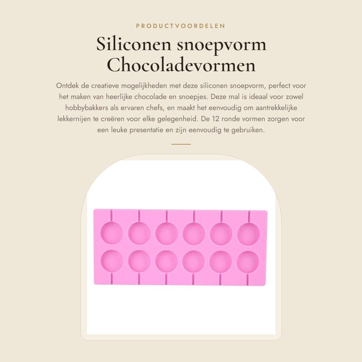 Dailygoods- Snoepvorm - 12 Ronde Siliconen Vormen - Chocolade/Snoepvorm - Hoogwaardige Siliconen - Hittebestendig - Lollypatroon - Siliconen Mal