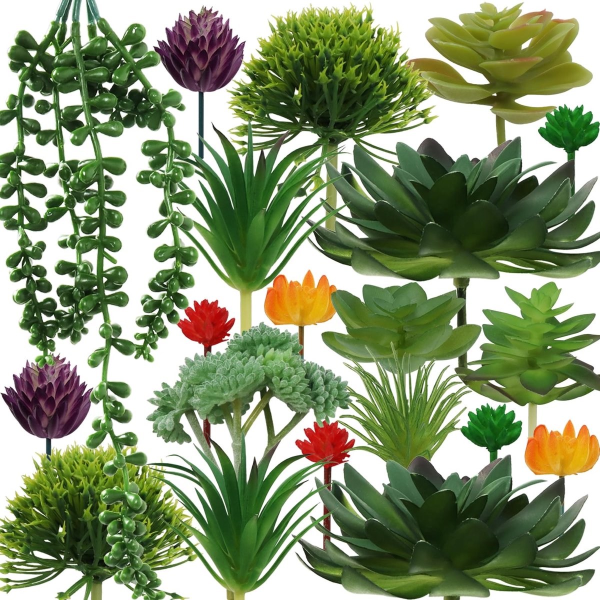 Dailygoods- Vetplanten 20 stuks - Kunstmatige Nepplanten - Mini Decoratie - Niet Gepott - Voor Binnen/Buiten - Kantoordecoratie